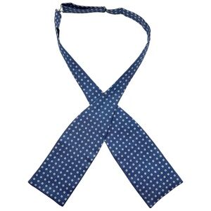 CHARVET Blue/White Geometric Silk LUXURY Self Bow Tie FRANCE